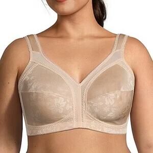 Underscore 48DD‎ 48E Bra Unlined Wirefree Full Coverage Beige Lift Support Tan